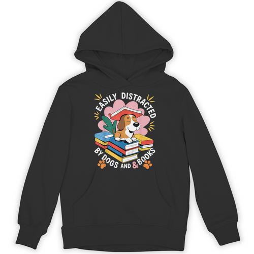 Easily Distracted By Dogs And Books Pets Books Lovers Unisex Hoodie - Bookorys