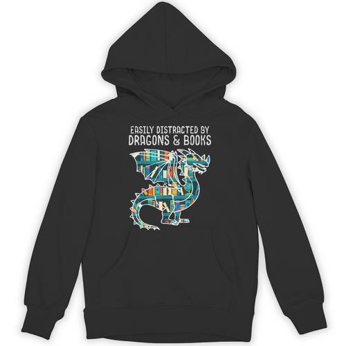 Easily Distracted By Dragons Books Bookworm Unisex Hoodie - Bookorys AU