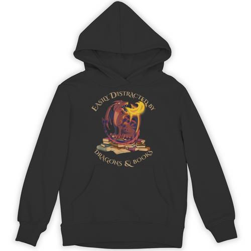 Easily Distracted By Dragons And Books Fire Dragon Unisex Hoodie - Bookorys AU