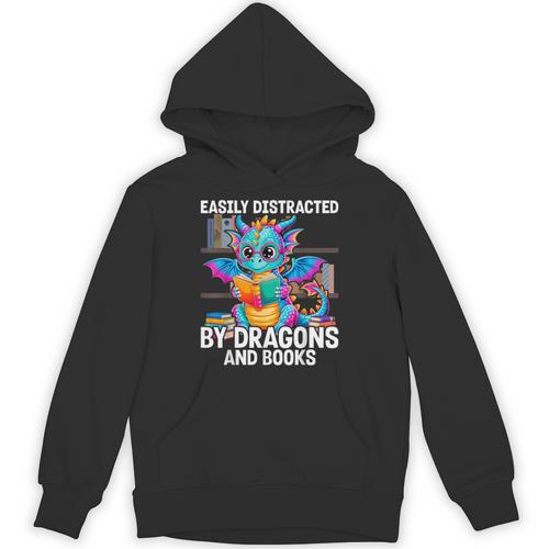 Easily Distracted By Dragons And Books Unisex Hoodie - Bookorys AU