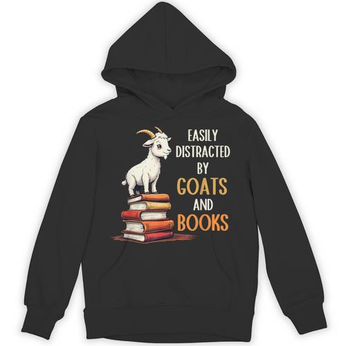 Easily Distracted By Goats And Books Goats And Book Reading Unisex Hoodie - Bookorys