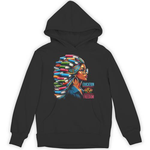 Education Is Freedom Girl Magic Books Hair Unisex Hoodie - Bookorys UK