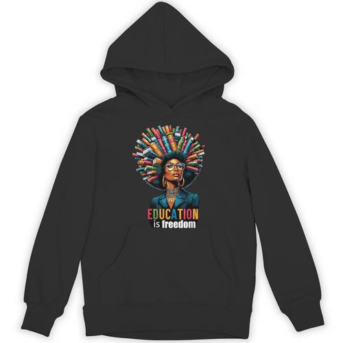 Education Is Freedom History Month Teacher Books Afro For Men Women Unisex Hoodie - Bookorys DE