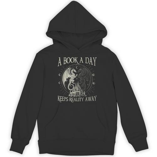 Fantasy Book Club Dragon Reader Book A Day Keep Reality Away Unisex Hoodie - Bookorys CA