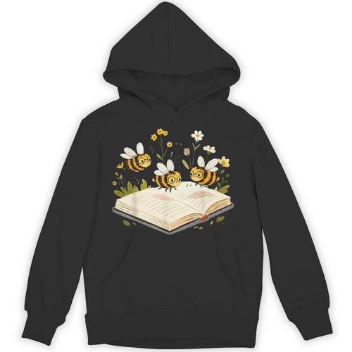 Floral Bumble Bee Reading Book Wildflower Bookish Librarian Unisex Hoodie - Bookorys DE