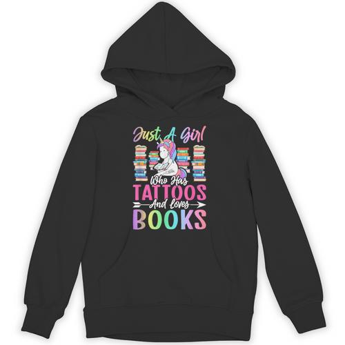 Girl Who Has Tattoos And Loves Books Tattooed Bookworm Girl Unisex Hoodie - Bookorys CA