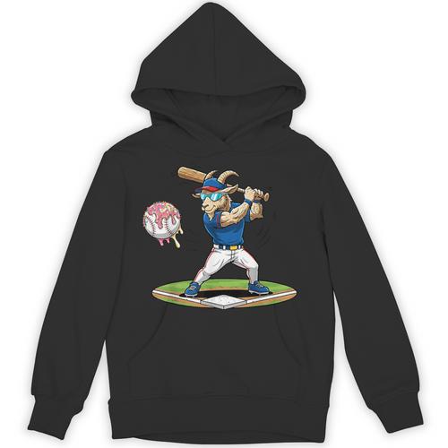 Goat Baseball Player With Bat And Ball Drip Animal Sports Unisex Hoodie - Sportilla