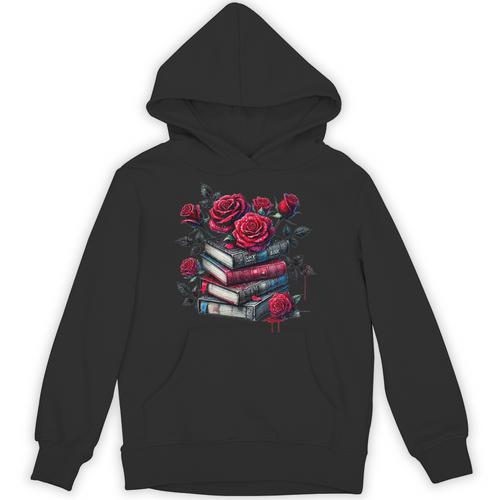 Gothic Books Roses Dark Academia Vintage Library Romance Unisex Hoodie - Bookorys