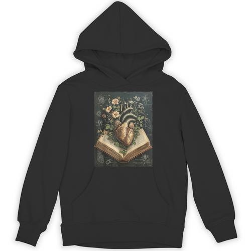 Gothic Dark Academia Botanical Anatomical Heart Vintage Book Unisex Hoodie - Bookorys