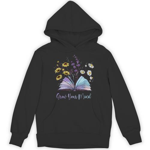 Grow Your Mind Wildflower Book Floral Motivation Unisex Hoodie - Bookorys DE
