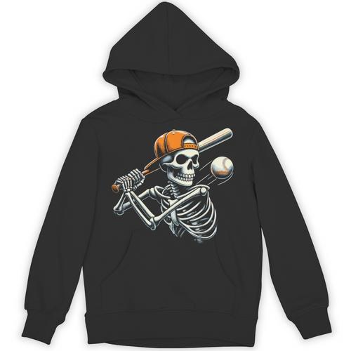 Halloween Boys Batting Skeleton Baseball Unisex Hoodie - Sportilla
