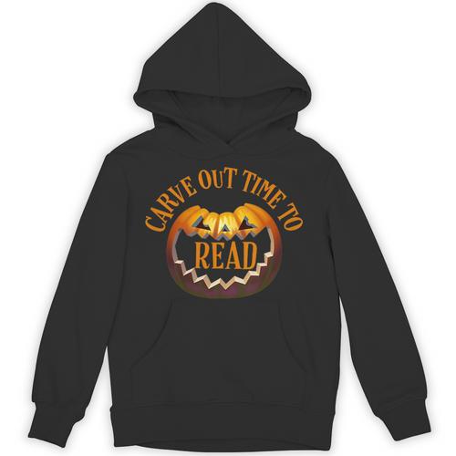 Halloween Carve Carving Read Library Pumpkin Book Unisex Hoodie - Bookorys