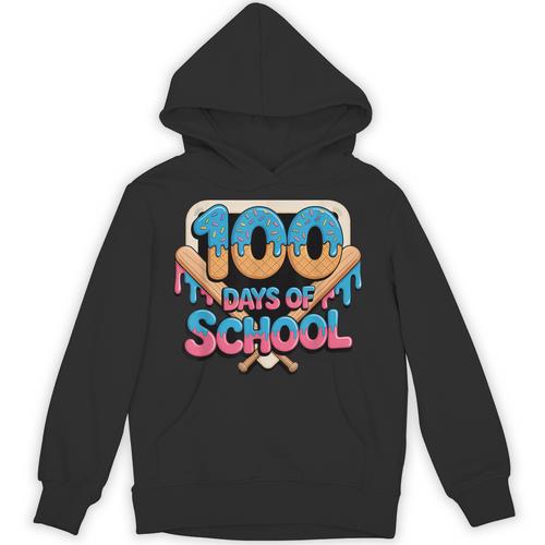 Happy 100 Days Of School Baseball Drip For Kids Teachers Unisex Hoodie - Sportilla
