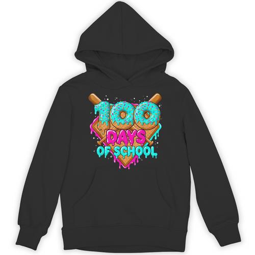 Happy 100 Days Of School Costume Baseball Drip Ice Cream Unisex Hoodie - Sportilla