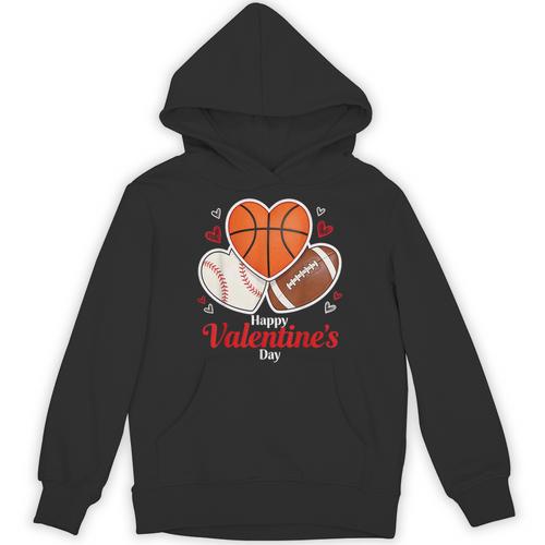 Happy Valentine’s Basketball Football Valentine Baseball Unisex Hoodie - Sportilla