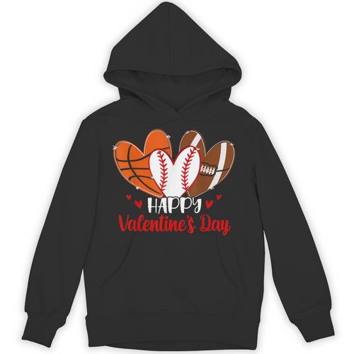 Happy Valentines Day Shirt Boys Basketball Baseball Football Unisex Hoodie - Sportilla