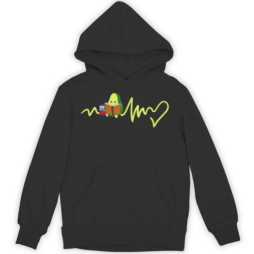 Heartbeat Avocado Reading Book Unisex Hoodie - Bookorys UK