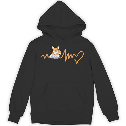 Heartbeat Corgi Reading Book Unisex Hoodie - Bookorys CA