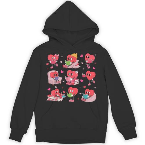 Hearts Reading Book Lovers All Booked For Valentine Unisex Hoodie - Bookorys CA
