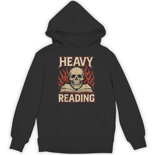 Heavy Reading Book Lover Skeleton Ironic Graphic Unisex Hoodie - Bookorys