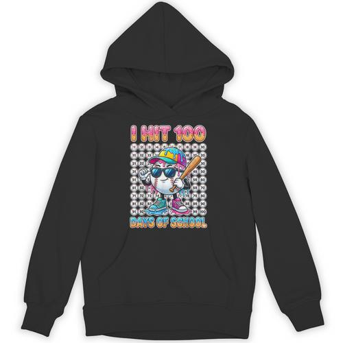 I Hit 100 Days Of School Baseball Ice Cram Drip 100th Boys Unisex Hoodie - Sportilla