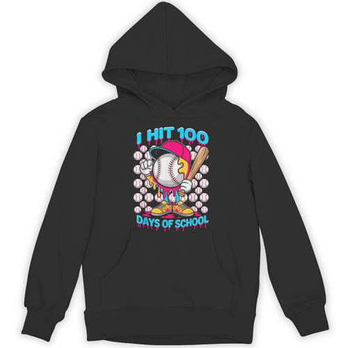 I Hit 100 Days Of School Baseball Ice Cream Drip Unisex Hoodie - Sportilla