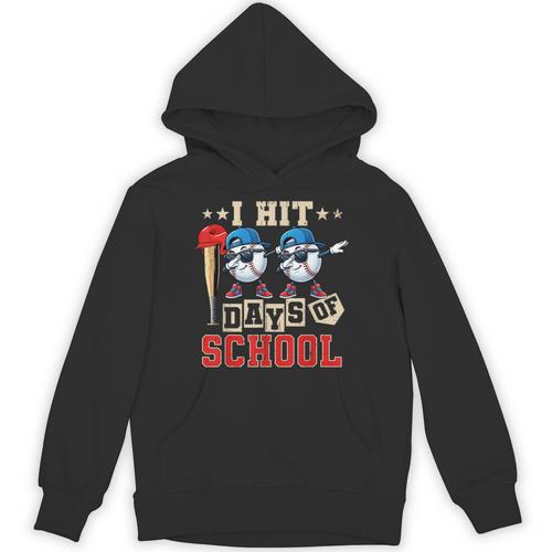 I Hit 100 Days Of School Baseball Kids Boy Teacher 100th Day Unisex Hoodie - Sportilla