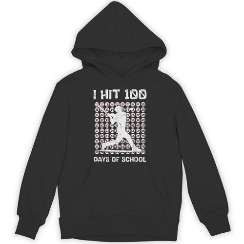 I Hit 100 Days Of School Baseball Player 100th Day Boys Kids Unisex Hoodie - Sportilla