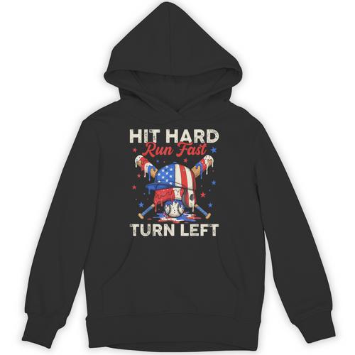Hit Hard Run Fast Turn Left Baseball Cream Drip Crossed Bats Unisex Hoodie - Sportilla
