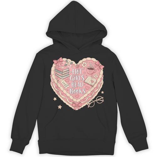 Hot Girls Read Books Cute Heart Graphic Unisex Hoodie - Bookorys UK