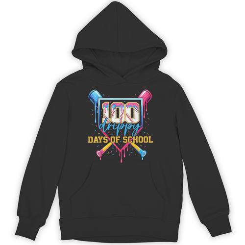 HUGvyn 100 Drippy Days Of School Baseball Ice Cream 100 Days Unisex Hoodie - Sportilla
