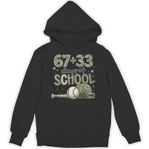 HUGvyn 6733 Days Of School Baseball 100 Days Camo Cap Boys Unisex Hoodie - Sportilla
