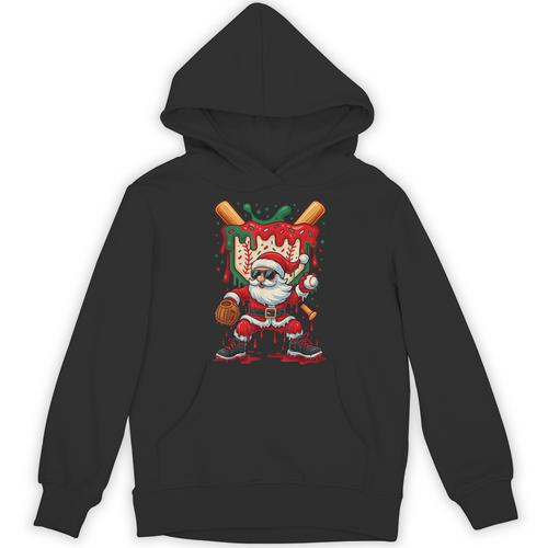 HUGvyn Santa Playing Baseball Ice Cream Drip Christmas Boys Unisex Hoodie - Sportilla