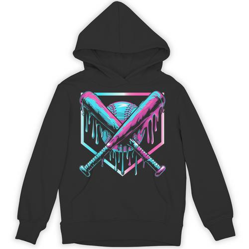 Ice Cream Baseball Drip Home Plate Bats Cool For Boys Youth Unisex Hoodie - Sportilla