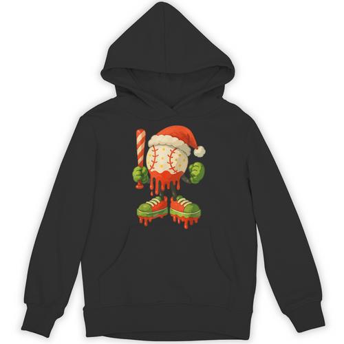 Ice Cream Drip Baseball Christmas Baseball Drip Candy Cane Unisex Hoodie - Sportilla