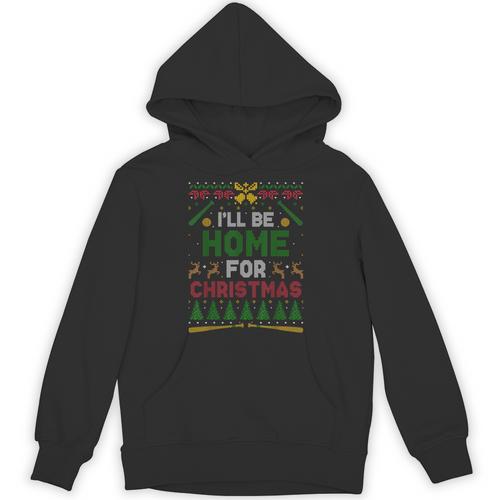 I’Ll Be Home For Christmas Baseball Ugly Sweater Unisex Hoodie - Sportilla