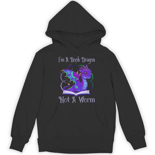 I'm a Book Dragon Not a Worm Dragons Reading Unisex Hoodie - Bookorys UK