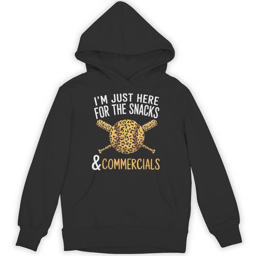 I'm Just Here For The Snacks And Commercials Baseball Unisex Hoodie - Sportilla