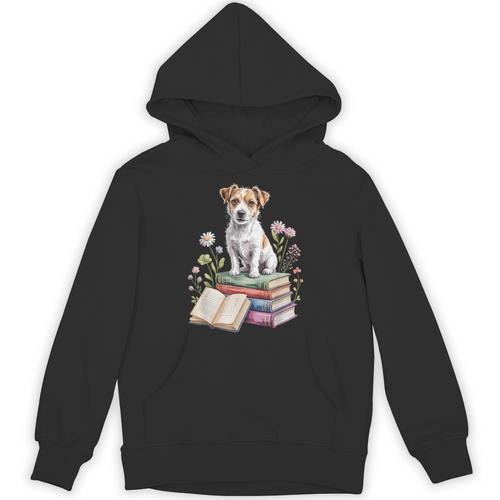 Jack Russell Terrier Bookworm Flowers Book Reading Books Unisex Hoodie - Bookorys UK