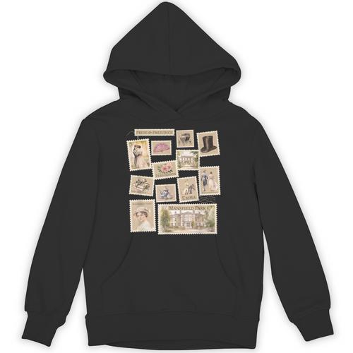 Jane Austen Book Classic Literature Stamp Collage Unisex Hoodie - Bookorys DE