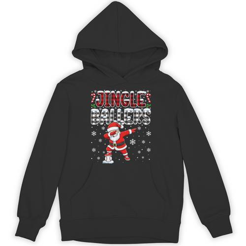 Jingle Ballers Plaid Santa Dabbing Baseball Christmas Unisex Hoodie - Sportilla