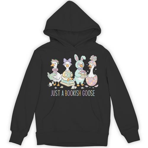 Just A Bookish Goose Bunny Easter Day Reading Book Lover Unisex Hoodie - Bookorys