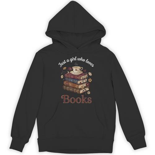 Just a Girl Who Loves Books Aesthetic Bookworm Library Art Unisex Hoodie - Bookorys UK