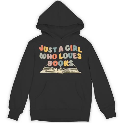 Just A Girl Who Loves Books Bookworm Librarian Retro Cute Unisex Hoodie - Bookorys UK
