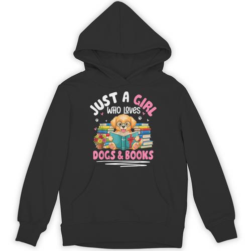 Just a Girl Who Loves Dogs & Books Dog Reading Unisex Hoodie - Bookorys