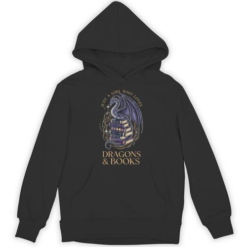 Just a Girl Who Loves Dragons & Books Women Dragon Bookish Unisex Hoodie - Bookorys AU