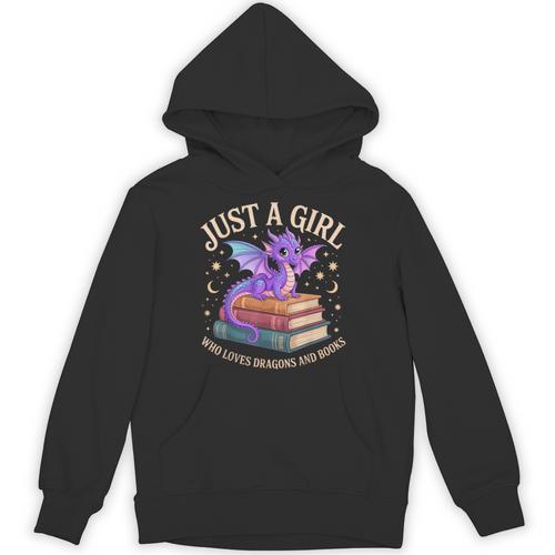 Just A Girl Who Loves Dragons And Books Cute Fantasy Unisex Hoodie - Bookorys
