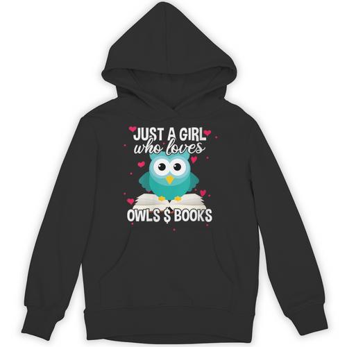 Just A Girl Who Loves Owls And Books Cute Bookworm Unisex Hoodie - Bookorys CA