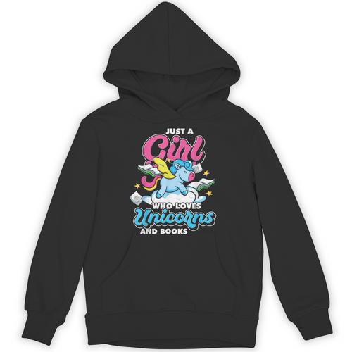 Just A Girl Who Loves Unicorns And Books Animal Reading Unisex Hoodie - Bookorys