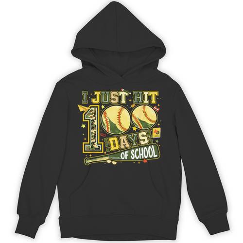 I Just Hit 100 Days Of School Baseball Teacher Boy Girl Kid Unisex Hoodie - Sportilla